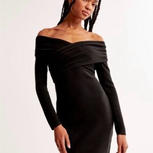 Abercrombie & Fitch Off-the-Shoulder Black Long Sleeve Mini Dress NWT